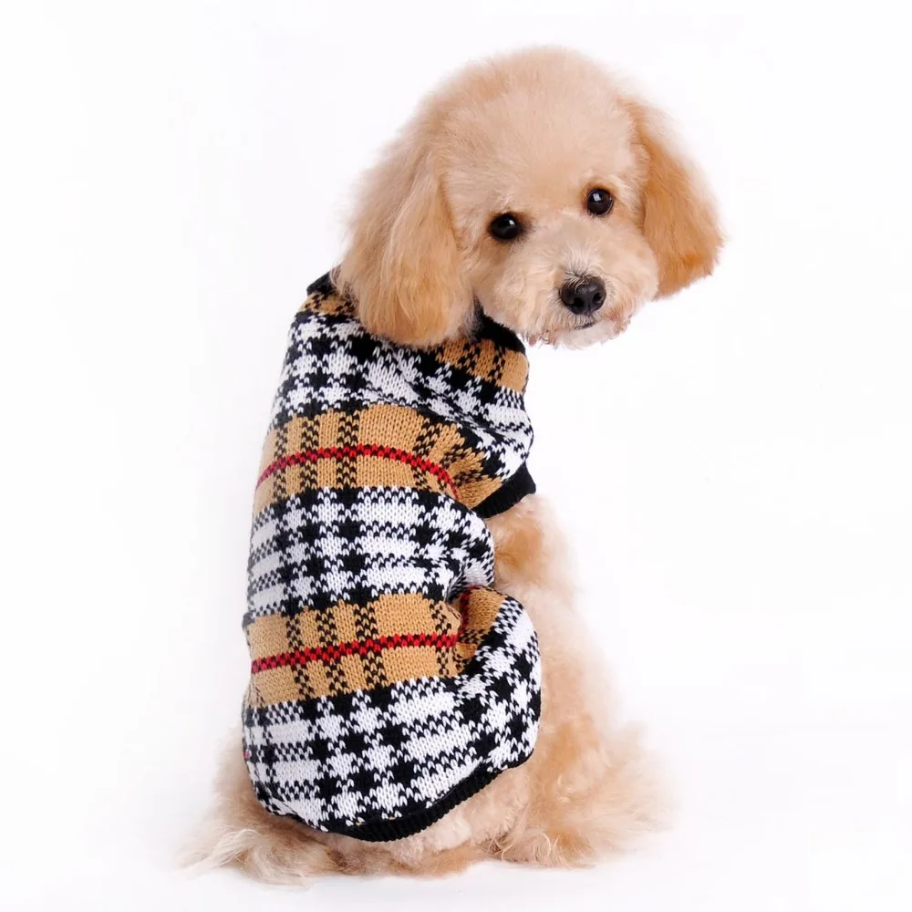 pet sweater pet clothes Pet products, dog clothing,High collar plaid