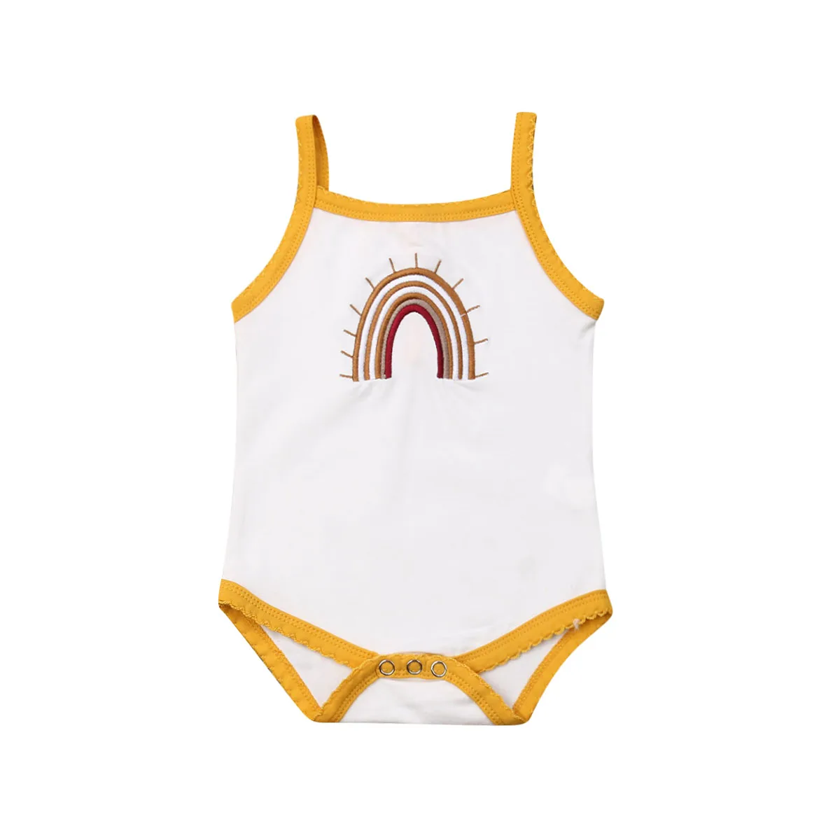 Свяжитесь с нами для новорожденных для маленьких девочек Радуга пляжный костюм комбинезоны наряд летняя одежда из хлопка - Цвет: Белый