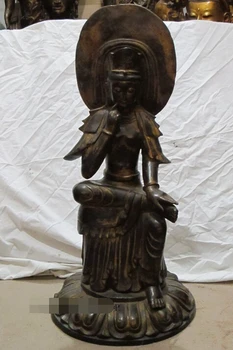 

xd 003172 30"Tibet old bronze gilded gilt close the eye for rest Kwan yin liberty Quan yin