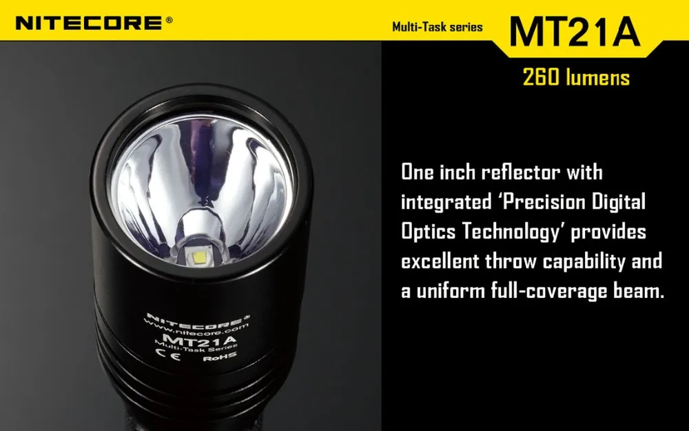 NITECORE MT21A 260 люмен CREE XP-E2 R2 многозадачный светодиодный фонарик EDC фонарь с 2x батареей AA 260 люмен