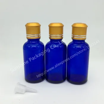 

High Quality 30ml Glass Bottle 10Pcs Reagents Bottle With Orifice Reducer& Screw Cap Bottles Blue Glass Bottle Free Shipping