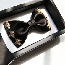Модный металлический галстук-бабочка Черное вечернее платье Свадебные Галстуки жениха для мужчин бабочка галстук-бабочка аксессуары для одежды