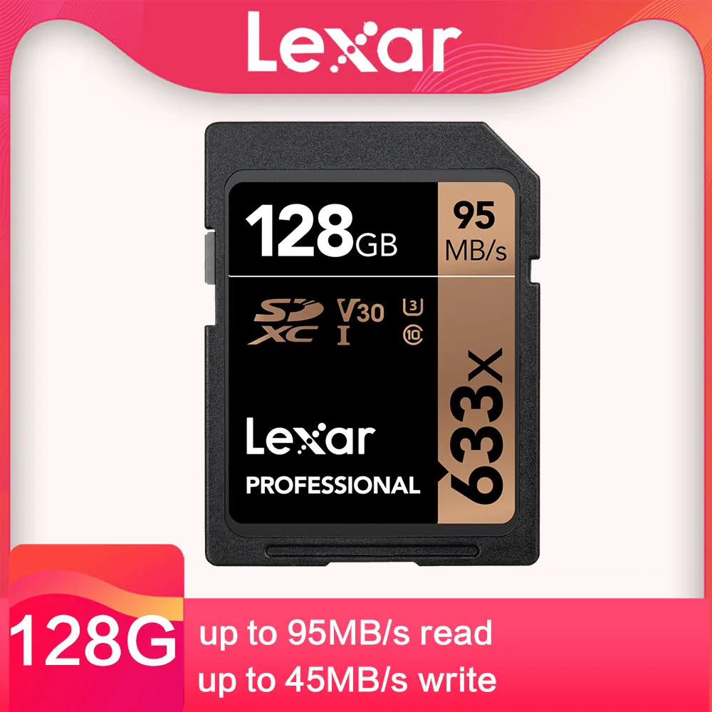 Original Lexar 128GB SD Card 95M/s 633x 16G 32GB U1 SDHC 64gb 256G