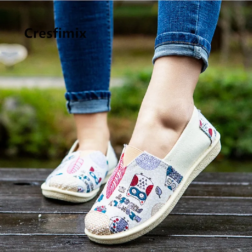 Cresfimix zapatos de mujer Женские Модные Красные Полосатые парусиновые обувь на плоской