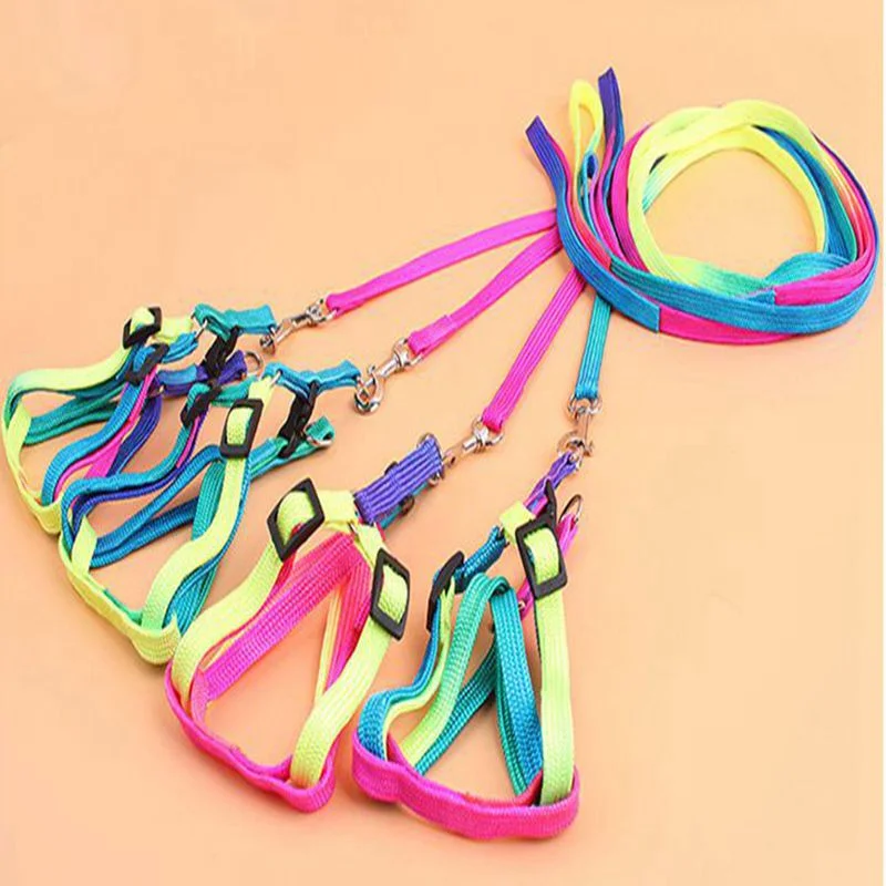 Colorful Lead Leash For Dog Harness Set Nylon Fashion Lead Traction