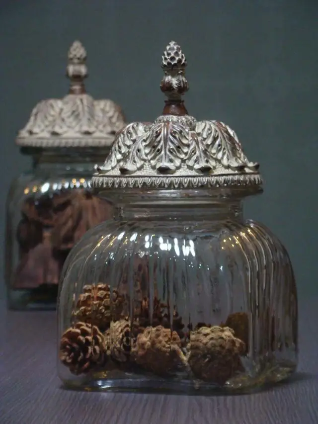 French Rococo Large Square Glass Storage Jar Candy Jar Clothing