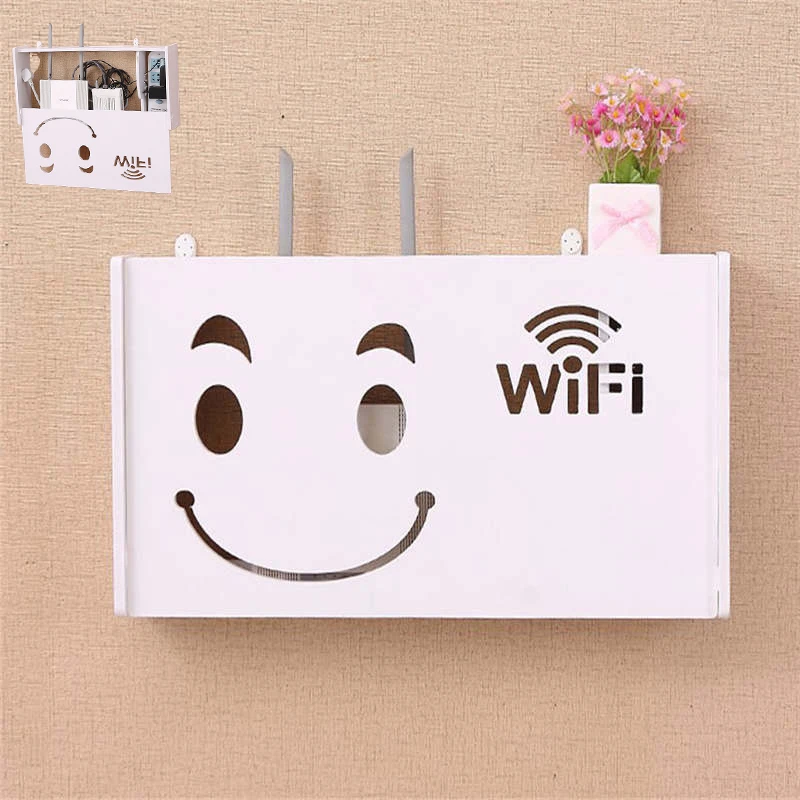 

Wireless Wifi Router Box Wood-Plastic Wall Shelf Hanging Plug Board Bracket Storage Box 3 Size 9 Style Organizer