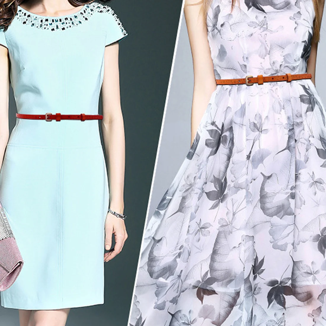 

Yellow Black Thin Genuine Leather Dress Belt Womens Floral Carved Vintage Pin Buckle Belts for Women Ceinture Femme 2019 New