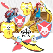 4 шт. фигурки ассорти EVA пены мечи и щиты воин книги об оружии игрушка модель игрушки набор для ролевых игр для малыша пират Викинг