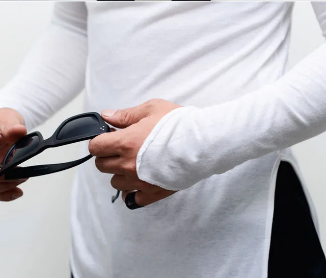 Asymmetrical Long Sleeve Shirt | Asymmetrical Men's T-shirt