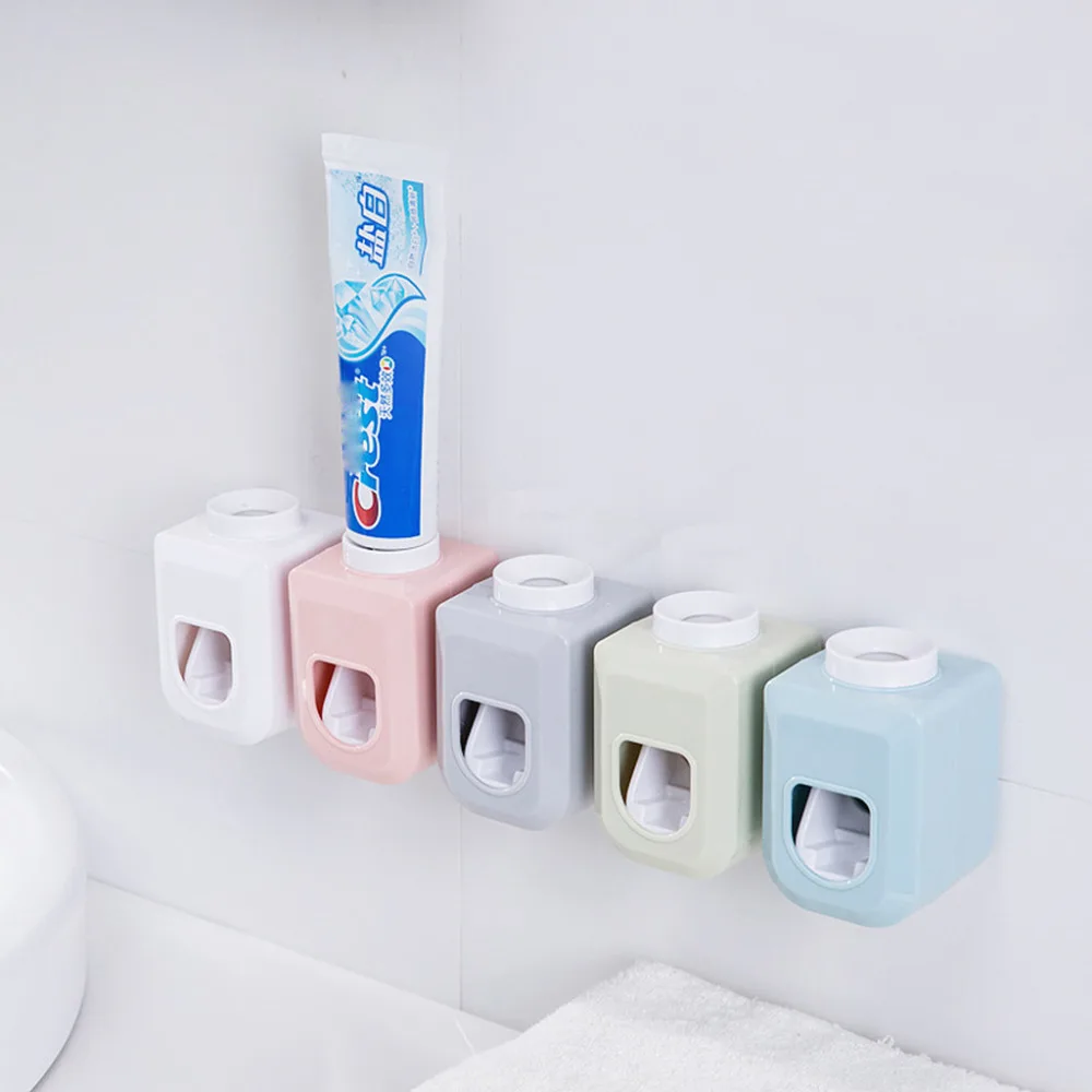 

Automatic Toothpaste Dispenser Self Adhesive Wall Mount Stand Dust-proof Toothpaste Kit for Washroom Bathroom**D