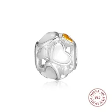 Стерлинговое Серебро 925 пробы, светящееся сердце, Перламутровые Бусины для изготовления ювелирных изделий, подходит для оригинальных браслетов, сделай сам