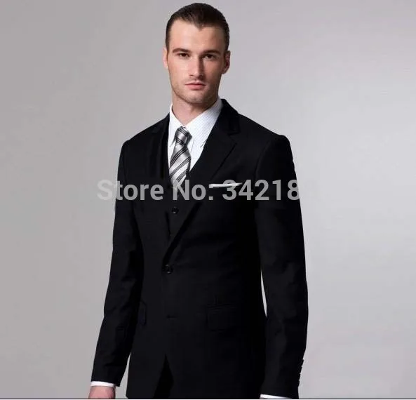 Latest Style Side Slit Black Two Buttons Groom Tuxedos/Notch Lapel Best Man Groomsmen Men Wedding Suits/Bridegroom suits