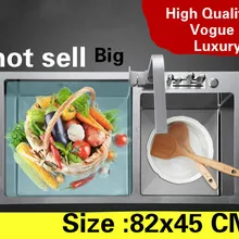 Домашняя Роскошная мойка овощей большая кухонная ручная раковина двойной паз 304 нержавеющая сталь vogue Горячая 820x450 мм