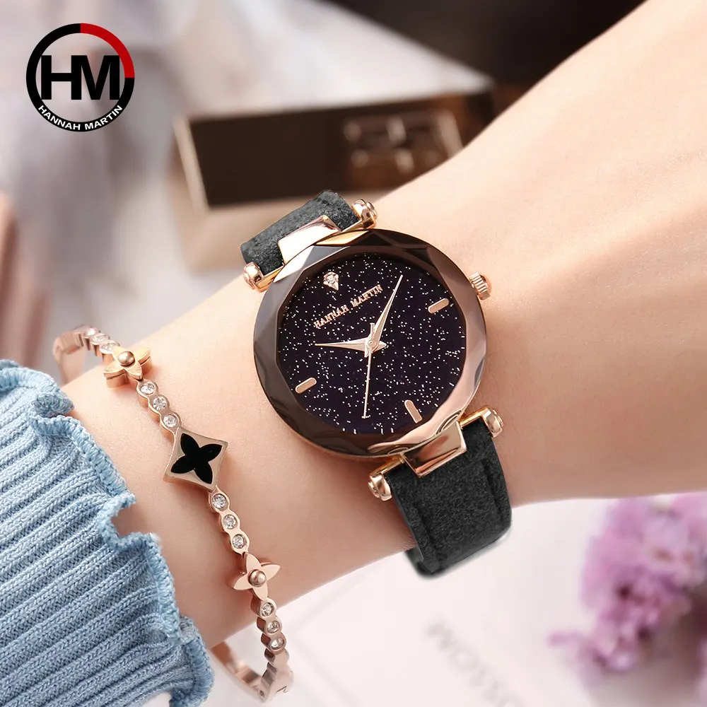 

Women Watches Fashion Starry sky leather strap Rhinestone business Casual Female Wristwatch Waterproof MIYOTA Relogio Feminino