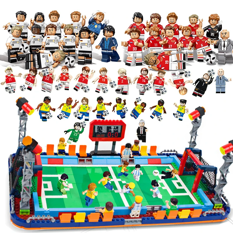 

2018 World Football Team Soccer Player Figures Germany Russia Building field Blocks Compatible Legoed City kid Toys For Children