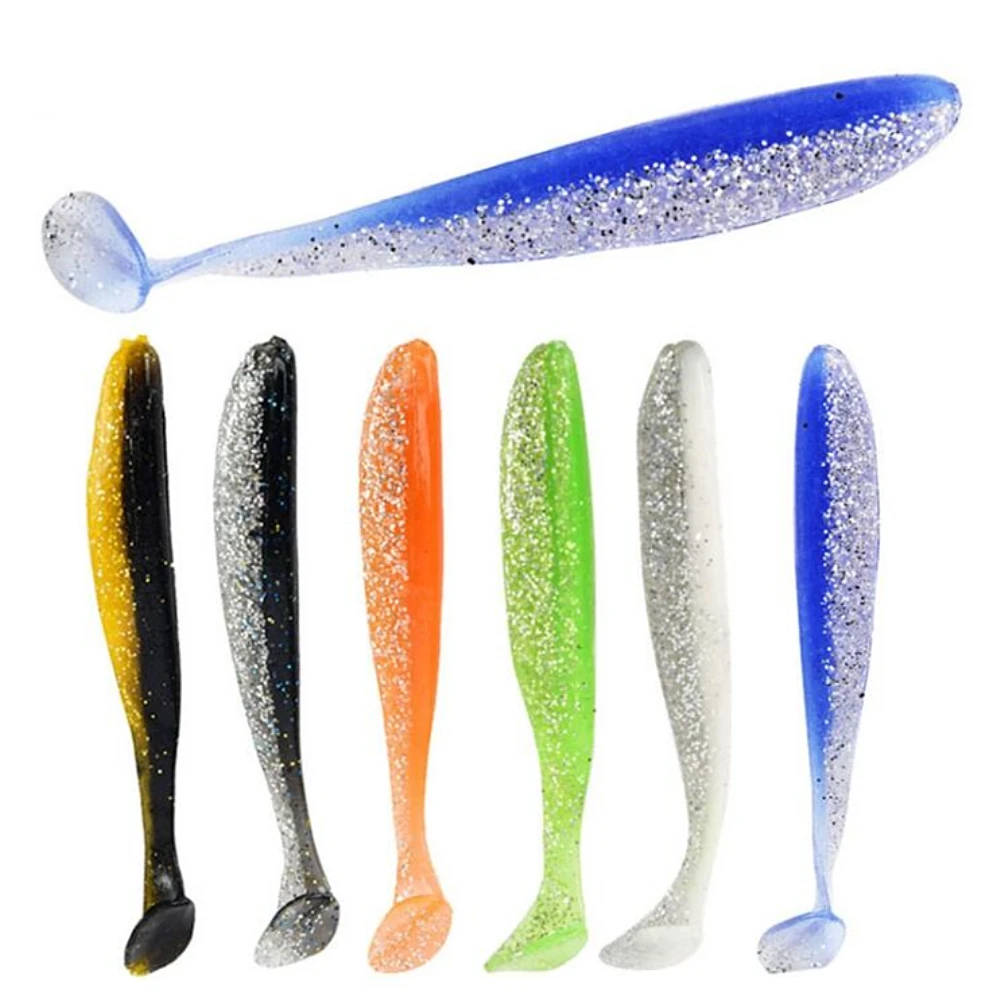 

5pcs/lot Easy Shiner Fishing Lure 80mm/4g t tail Wobbler Carp Fishing Soft Lure Silicone Bait shad Artificial Double Color Baits