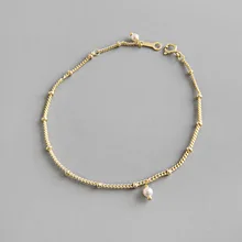 Trendy Silver 925 Bracelets for Women Gold Color Beaded Austrian Crystal Pearl Chain& Link Bracelet Gift for Women Jewelry