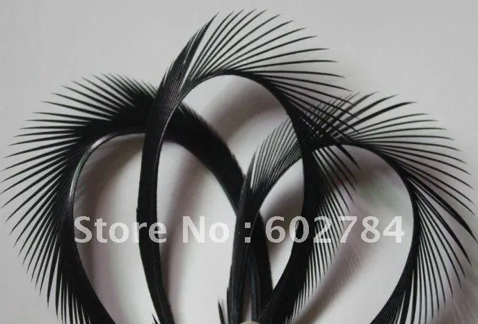 

Free Shipping Dyed single feather Hair Extension BLACK Dyed Single Goose Biots Loose Feathers for fascinators/sinamay hat/mask