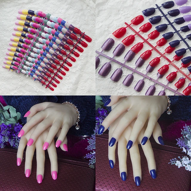 24pcs Set Short Round Fake Nails Tips Acrylic Oval Head Full Cover 24pcs Set Short Round Fake Nails Tips Acrylic Oval Head Full Cover False Nail Art