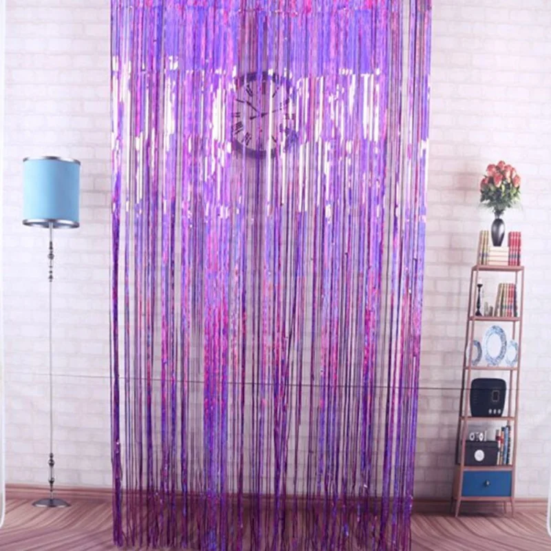 new1*2m Curtain tassel Garlands Gold Foil Fringe Tinsel Curtain