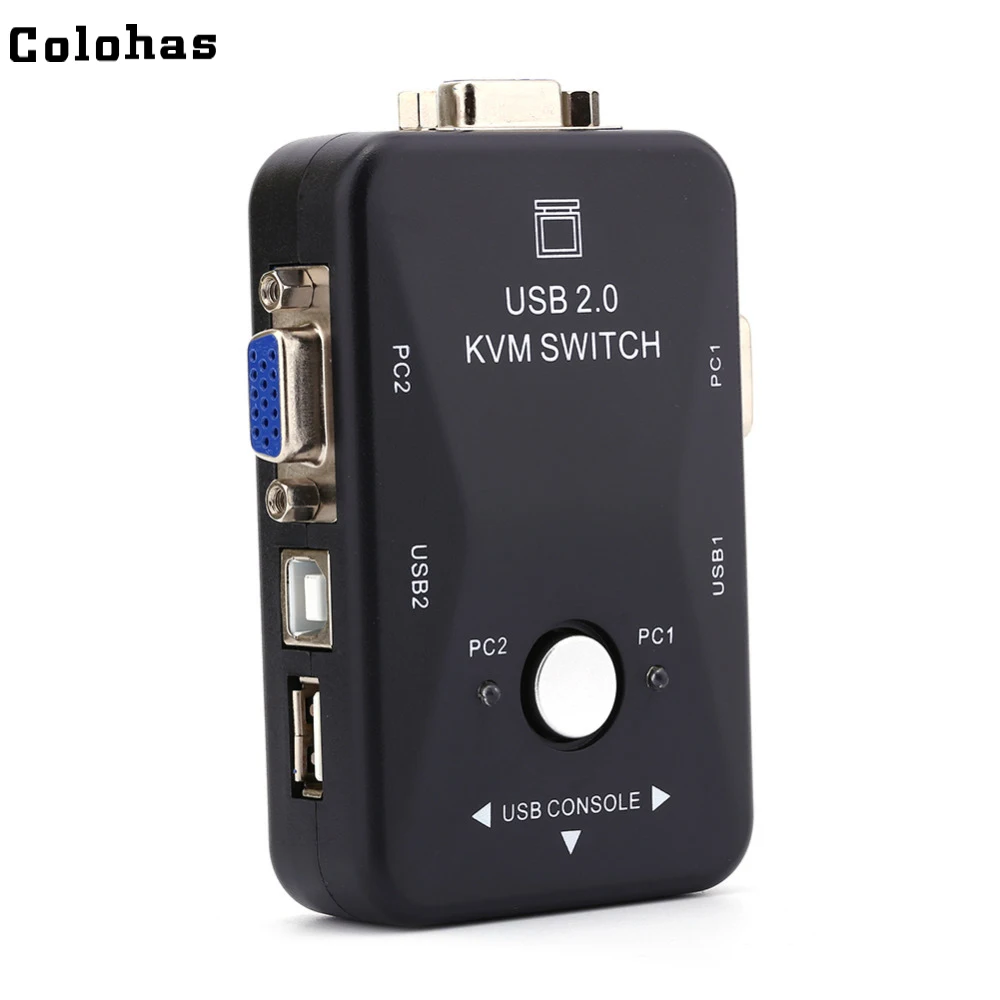 Colohas KVM переключатель 2 порта USB 2,0 VGA/SVGA разделитель 1920X1440 концентратор селектор адаптер для принтера клавиатура мышь монитор