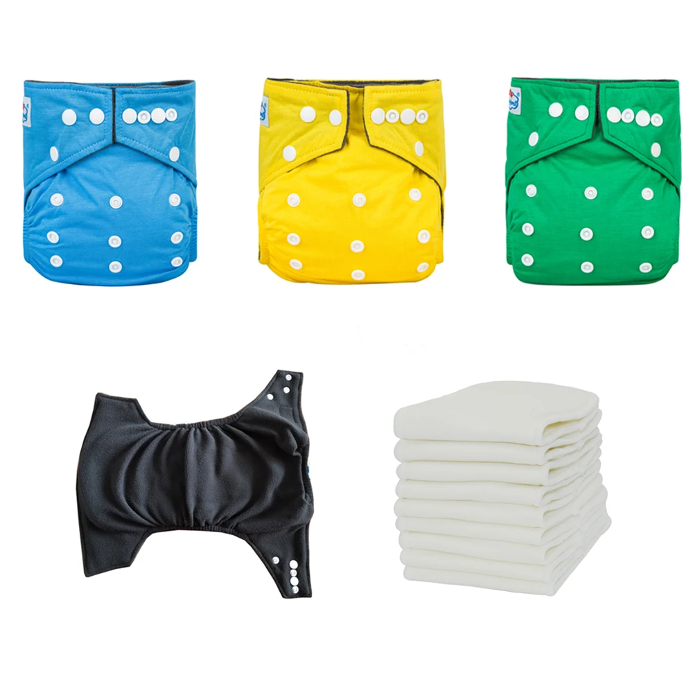 

ONSALE Bamboo Cotton Diapers Soft Comfortable Cotton Bamboo Nappy 5pcs + 5pcs White Bamboo Cotton Inserts Absorbents Five Layers