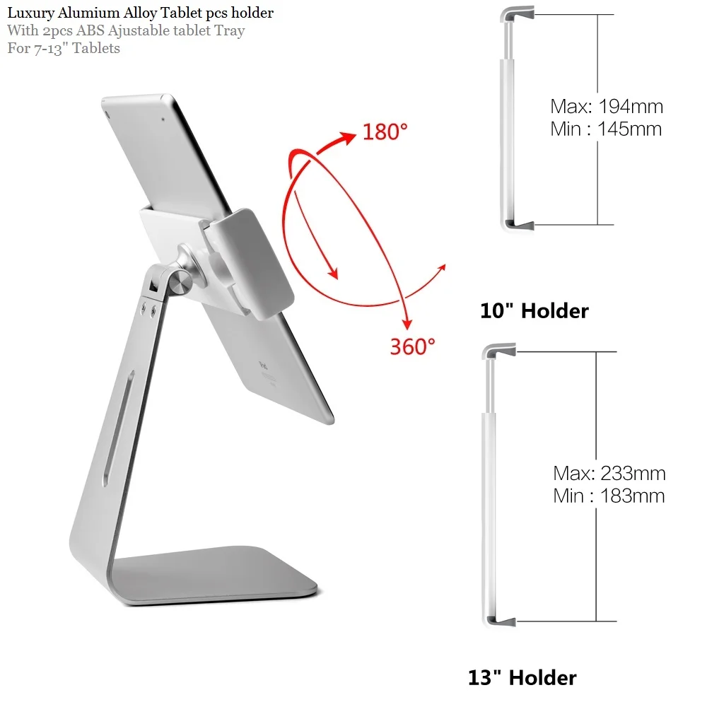Dual clips desk stand Universal Aluminium 7 13 inch tablets Stand Holder for ipad 2/3/4/5/6 mini