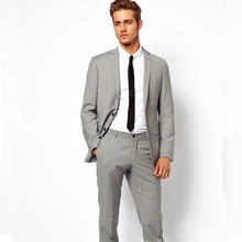 Trajes Hombre Formal 2016 New Custom Made Light Grey Slim Fits Suits Tuxedo Wedding Suits Groom Suits Formal Business Suits