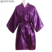 Плюс Размеры Модные женские летние шорты кимоно мини-банный халат платье Фиолетовый Для женщин район юката Ночная рубашка Пижама Mujer Msf010