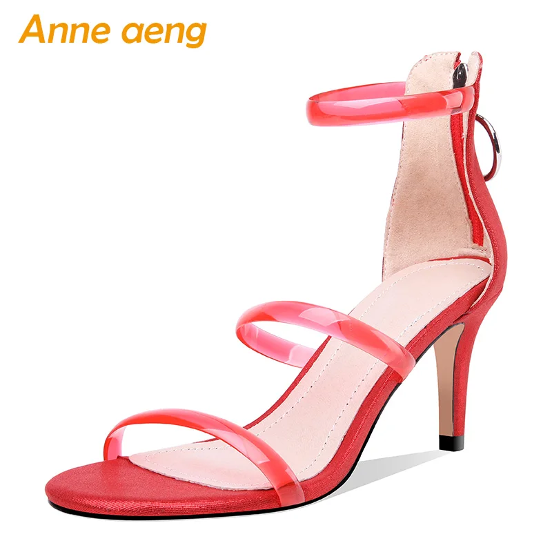 

2019 New Summer Women Sandals High Thin Heel Zipper Fashion Sexy Office Ladies Women Shoes Red Female Sandals Big Size 34-46