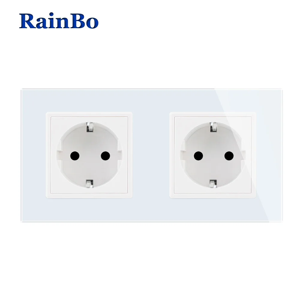  RainBo EU Power-Wall Socket-Standard Power-Socket Glass-Panel AC Wall-Power smart-outlet A28E8EW/B - 32355700041
