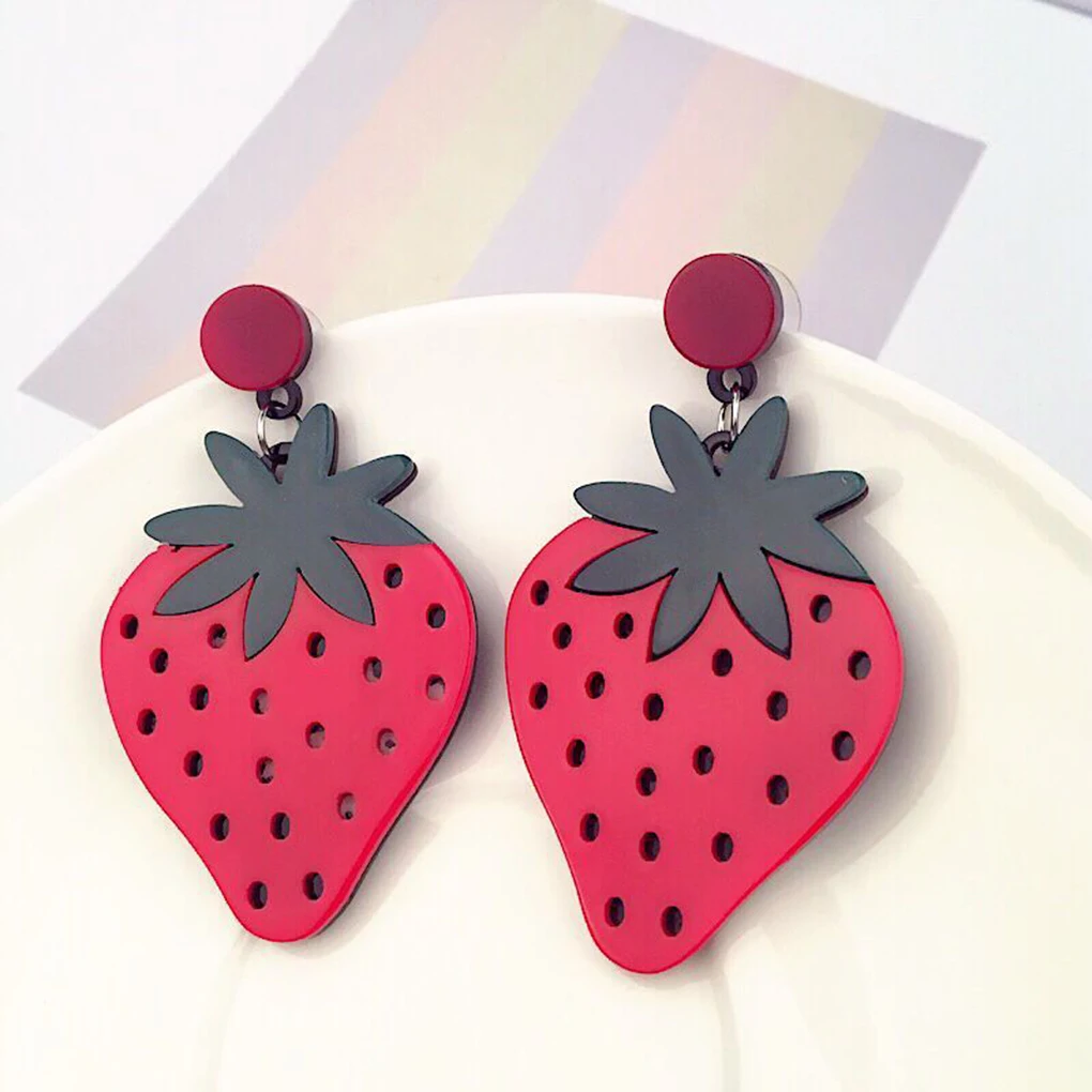 

1 Pair Summer Lovely Fruit Earrings Women Korean Style Earrings Girl Peach Cherry Watermolon Earrings