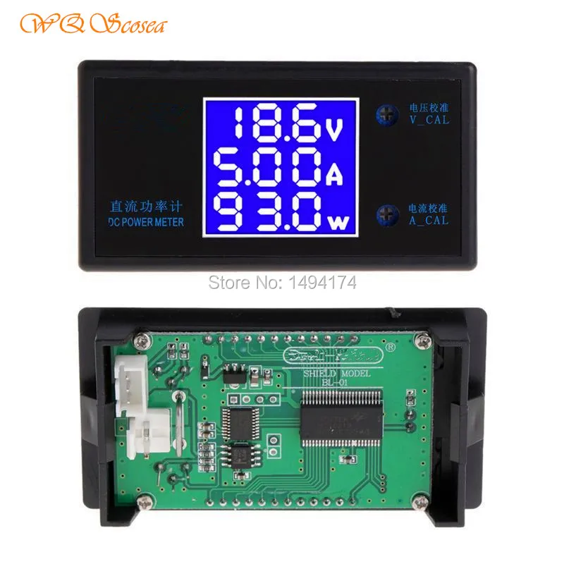WQScosea Q8S-359 Digital DC 0-50V 5A 250W LCD Ammeter Volt Watt Power Current Monitor Tester Meter computer accessory 12V 24V | Компьютеры