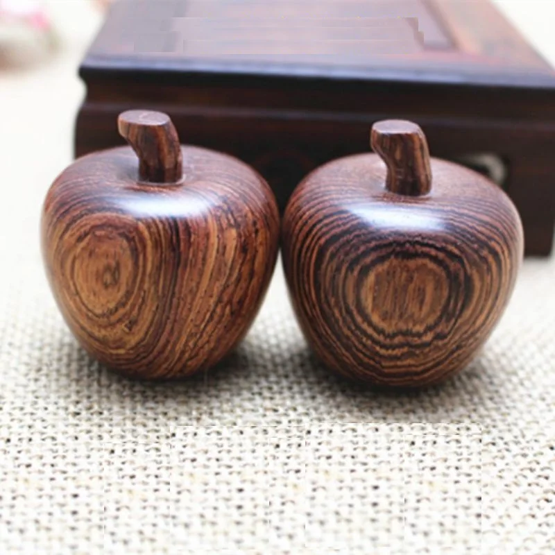 

Natural wood carving Apple figurine home decoration 4x3.9cm
