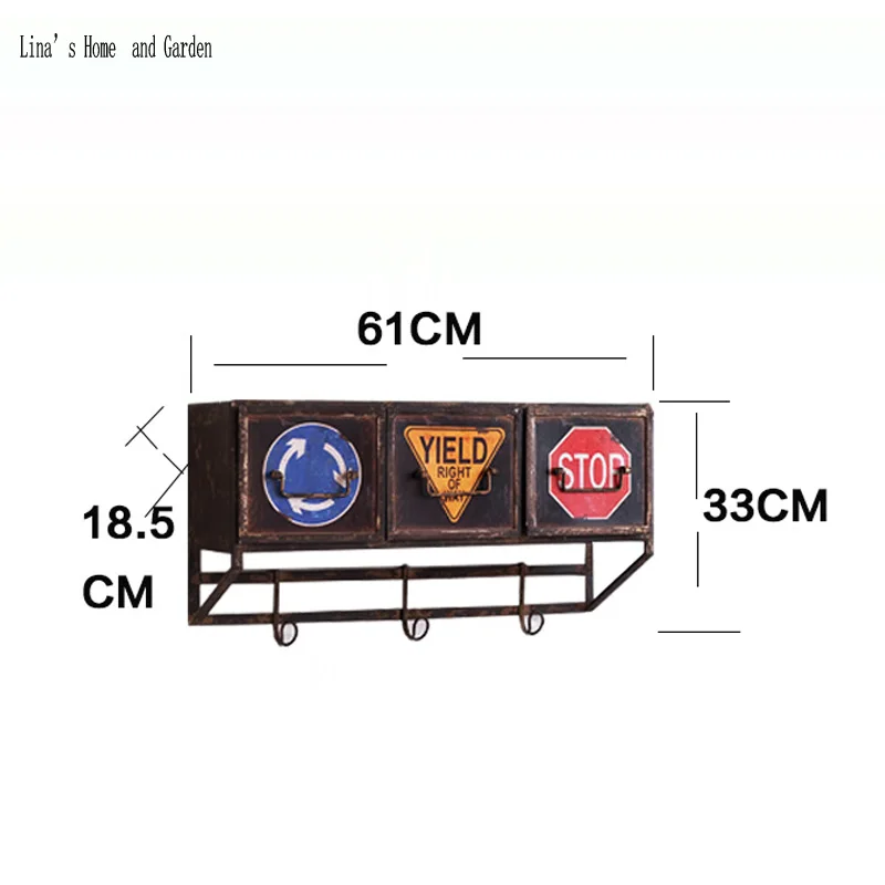 loft industrial retro metal vintage wall shelf with drawers (5)