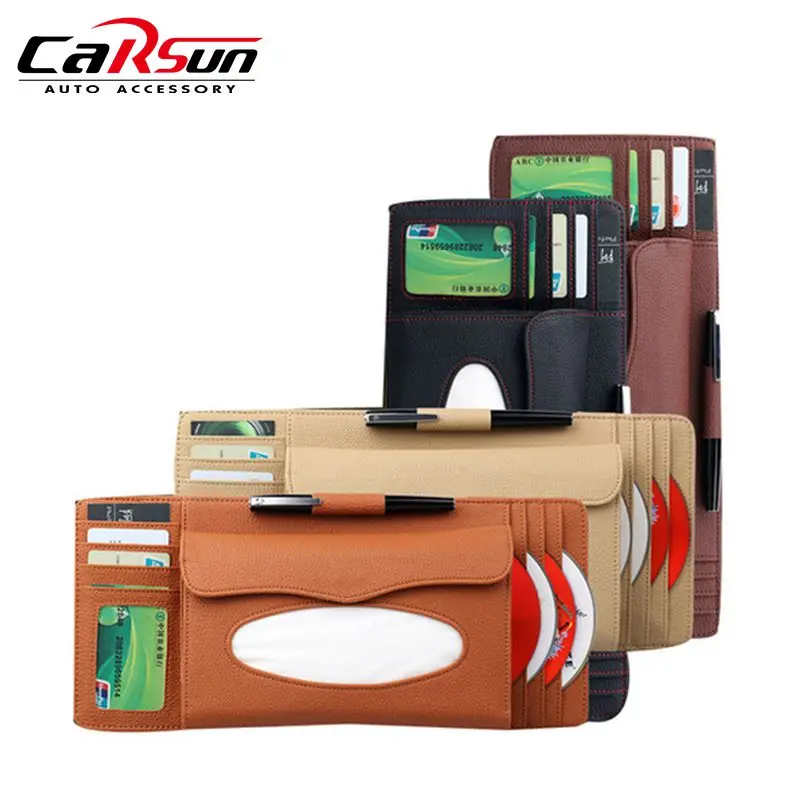 

Car Sun Visor Storage Bag Receive Bag Car Boot Auto Organizer CD Clips Holder Card Storage Sunshade Interior Accessories