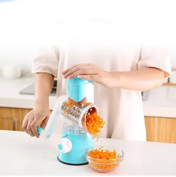 

1PC 3 in 1 Manual Vegetable Cutter Slicer Multifunctional Round Mandoline Slicer Potato Cheese Kitchen Gadget Accessories QA 072