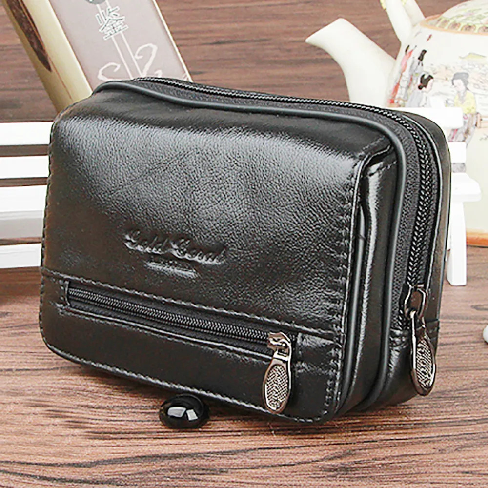 

Men Natural Genuine Leather Waist Pack Bag Famous Brand Mobile/Cell Phone Cigarette Case Card Holder Hip Bum Belt Coin Purse Bag