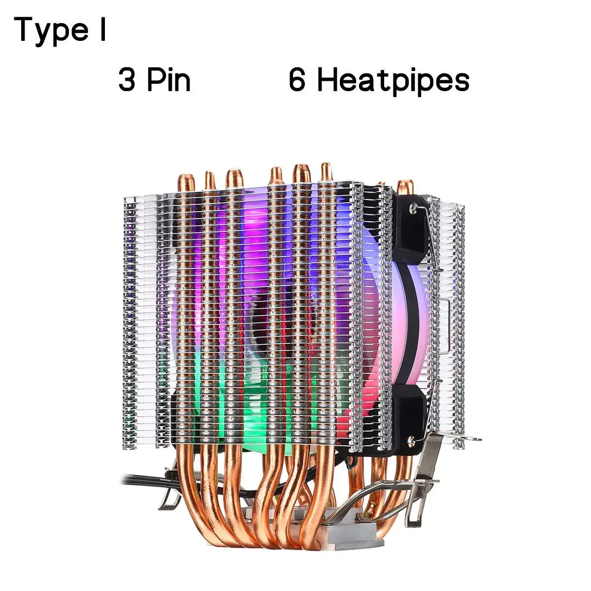 Процессорный кулер вентилятор радиатора 2/4/6 медные тепловые трубки 3/4Pin RGB Вентилятор Кулер для Intel 775/1150/1151/1155/1156/1366 и AMD все платформы