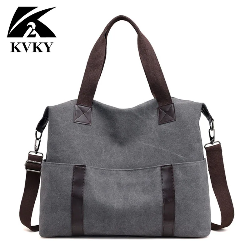 KVKY Large Capacity Canvas Bag Handbag for Women Korean Shoulder Bag Casual Ladies Canvas Bag ...