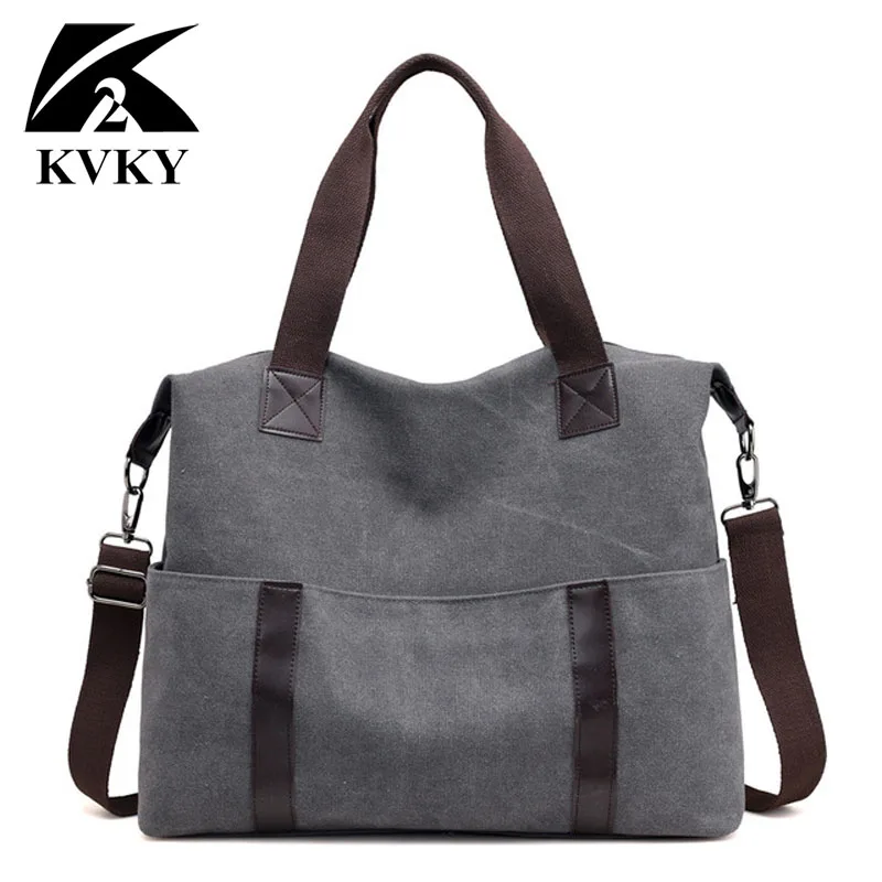 KVKY Large Capacity Canvas Bag Handbag for Women Korean Shoulder Bag