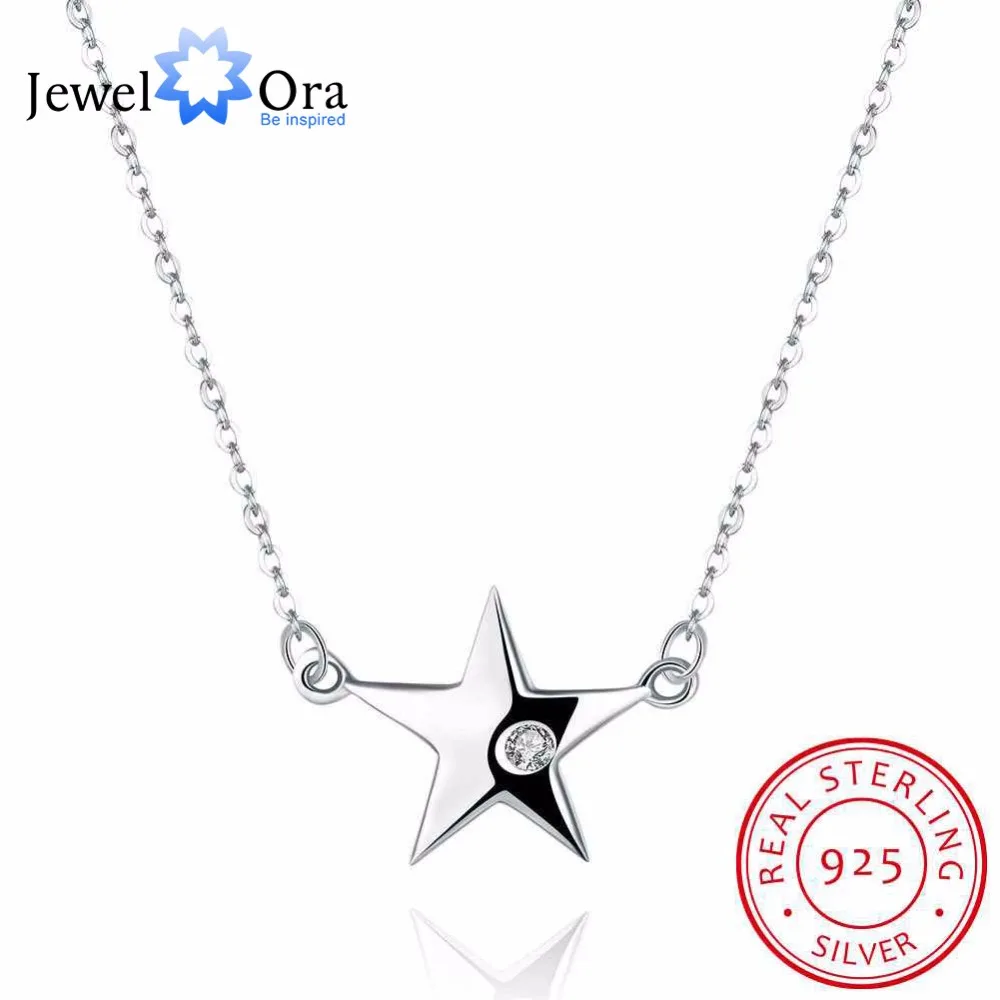 

925 Sterling Silver Necklace Star Cubic Zirconia Fashion Necklaces & Pendants For Women Best Friend Gift (JewelOra NE101863)