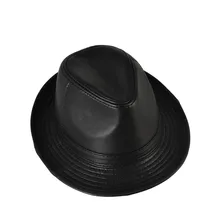 Мужская натуральная кожа джаз шляпа взрослых бейсболка с меховым помпоном Мужская овчина Шляпа Fedora пожилых Quinquagenarian ковбойская шляпа