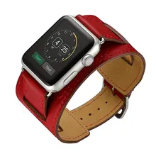 Ремешок-манжета из хохлатой кожи для apple watch, ремешок для apple watch 5, 4, 3, 42 мм, 38 мм, iwatch, ремешок для браслета 44 мм/40 мм, ремешок для часов