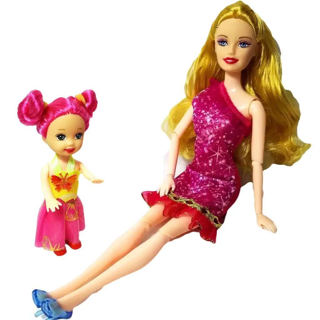 

2 PCS/Lot beautiful barbie Doll And Cute Little Kelly Dolls 2016 Fashion Toys For Kids Girls Play House Toy brinquedos YF-88