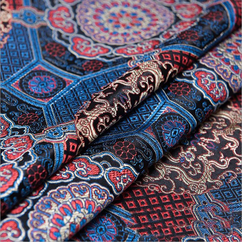 

70x100cm Imported Ethnical Metallic Jacquard Brocade Fabric,3D jacquard yarn dyed fabric patchwork upholstery Women Coat Dress