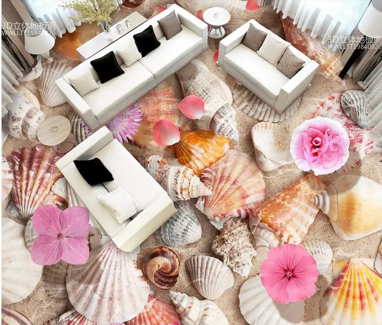 

custom 3d flooring wallpapers Shell conch 3d floor waterproof wallpaper for bathroom vinyl flooring adhesives mural wallpaper