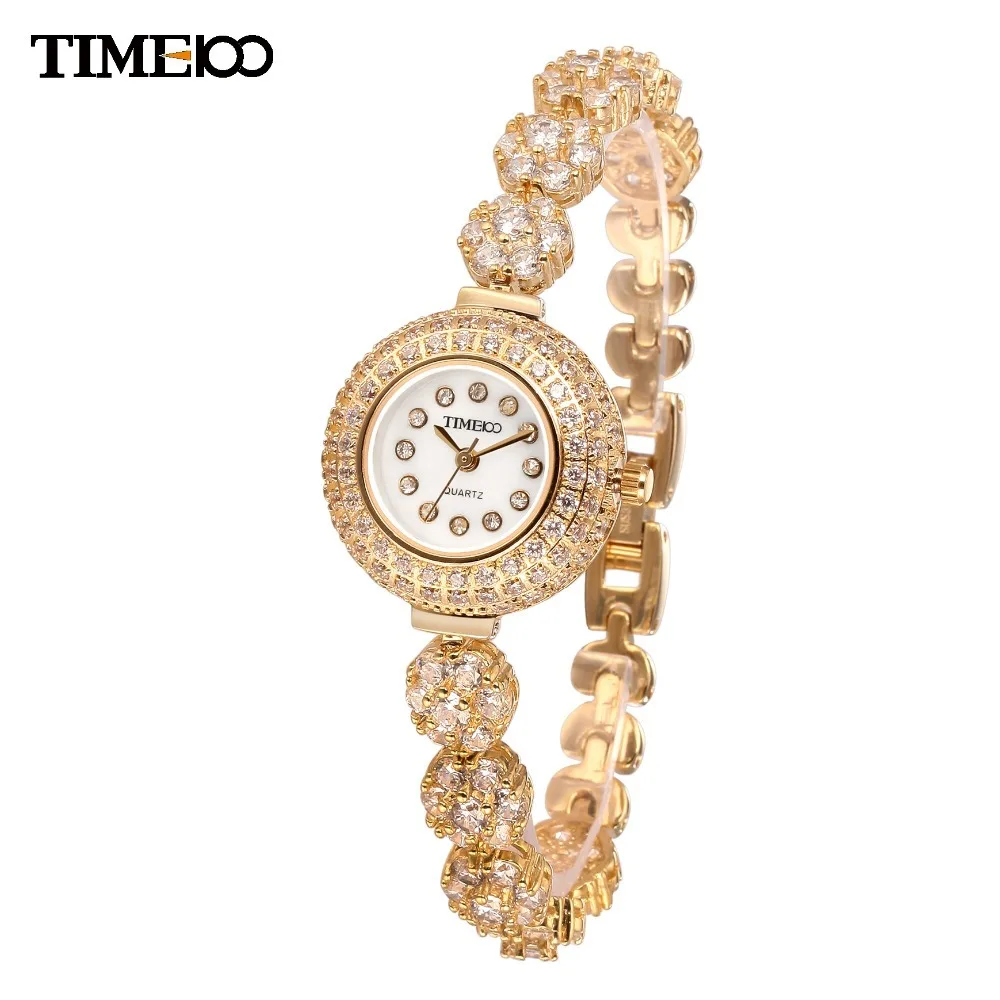New TIME100 Ladies Luxury Short Gold Alloy Strap Waterproof Bracelet