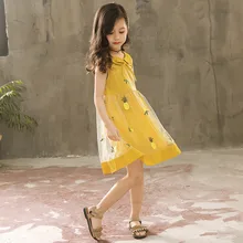 Детские повседневные платья из хлопка для девочек с 4681012 14 16 лет Бальные платья без рукавов платье принцессы для девочки детский 110 120 130 140 150 160